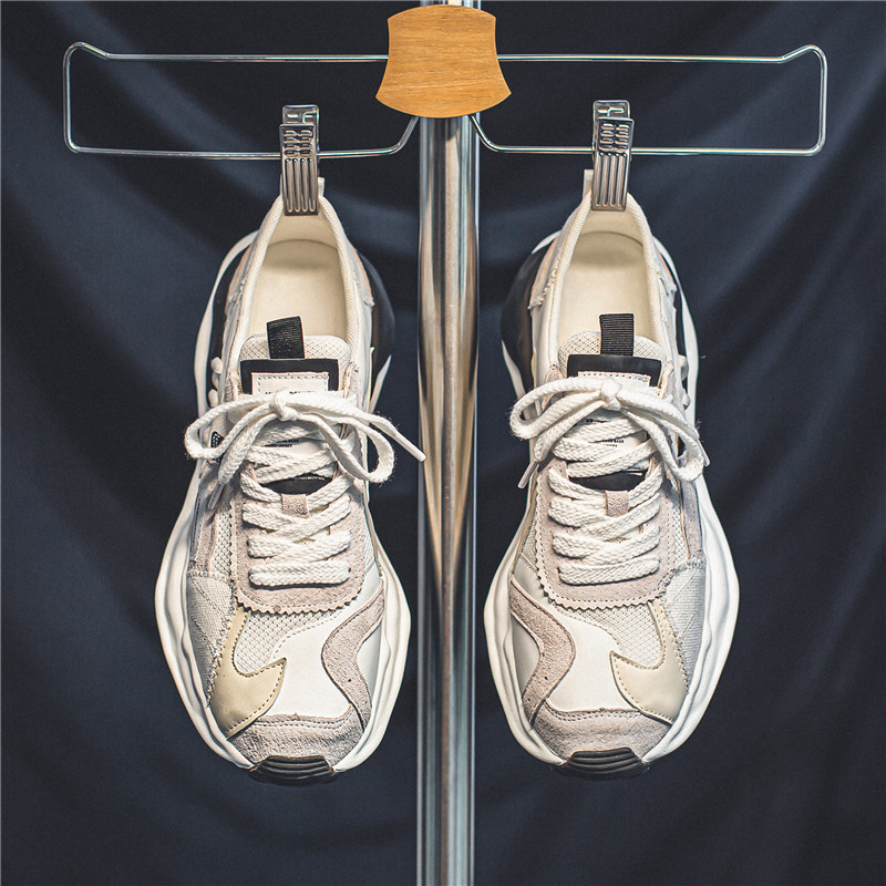 0莆田男鞋秋季网红厚底增高耐磨跑步老爹网鞋男士透气防滑运动潮