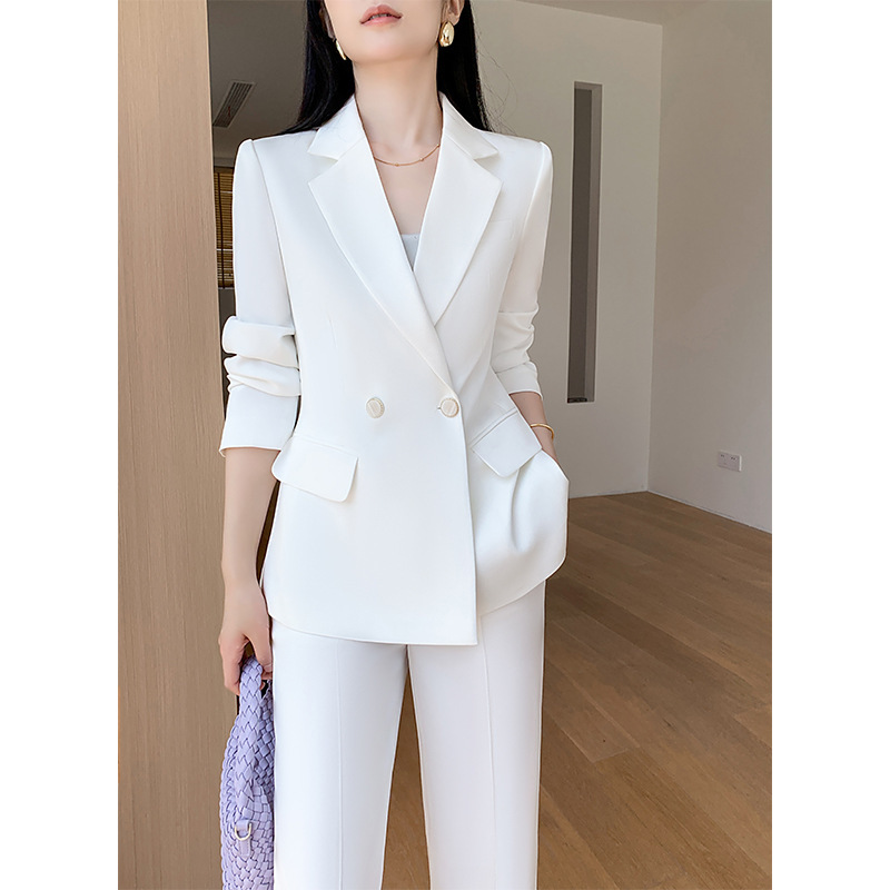 职业秋季女士小西装外套西服女神范修身收腰休闲白色显瘦气质