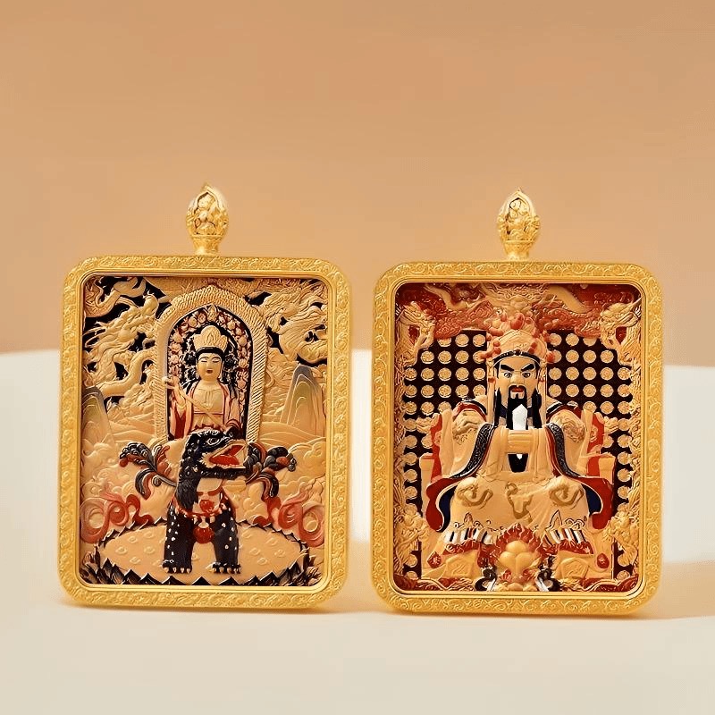 五爷本命佛 唐卡护身符双面观音-YQ-2A