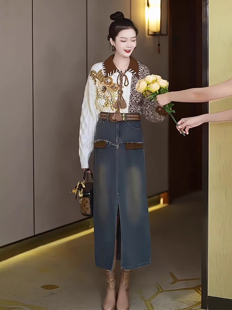 【芙娜妮轻奢】2024新款法式优雅气质复古显瘦名媛高档套装F2331909