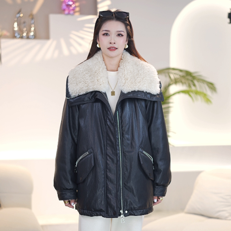 FX-XD03私服 红人上新 时尚秋冬保暖宽松百搭皮衣羽绒服1121