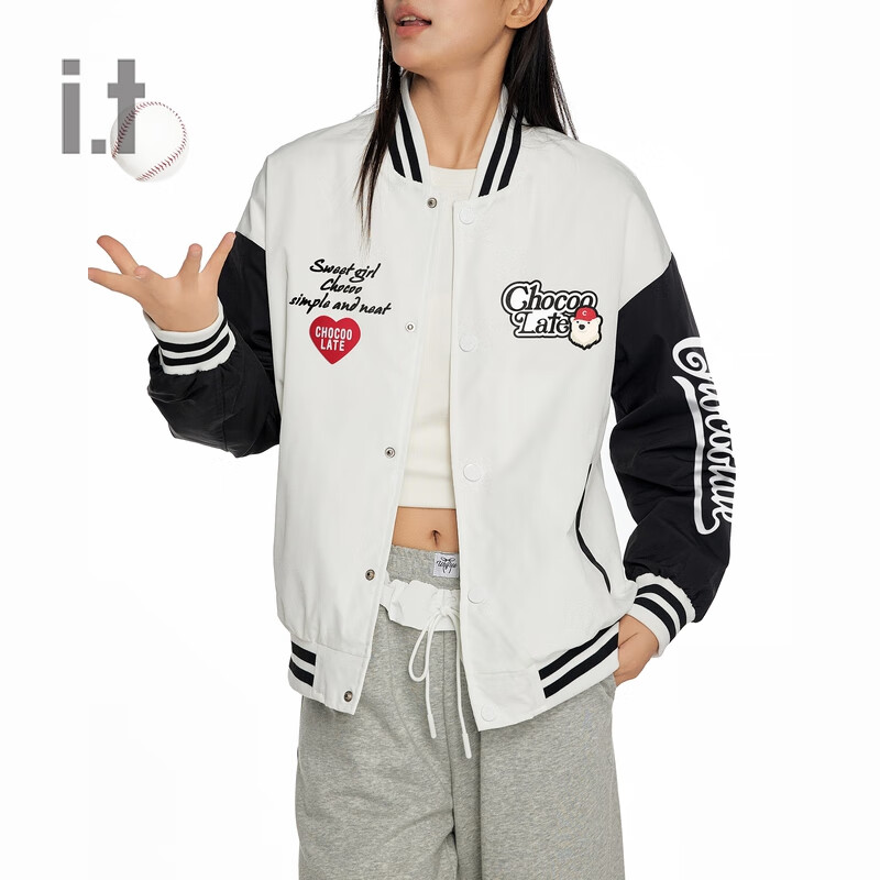 :CHOCOOLATEit男女同款宽松棒球夹克cleanfit美式学院风撞色外套