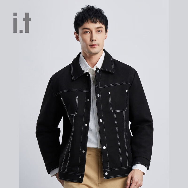 GIXX it 男装麂皮感翻领夹克2024冬季新款复古质感合身工装外套
