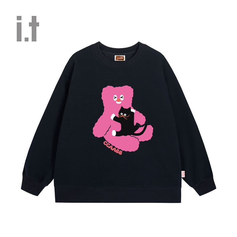 CCAABBit 情侣款宽松圆领卫衣2024冬季新款休闲趣味猫咪图案装饰