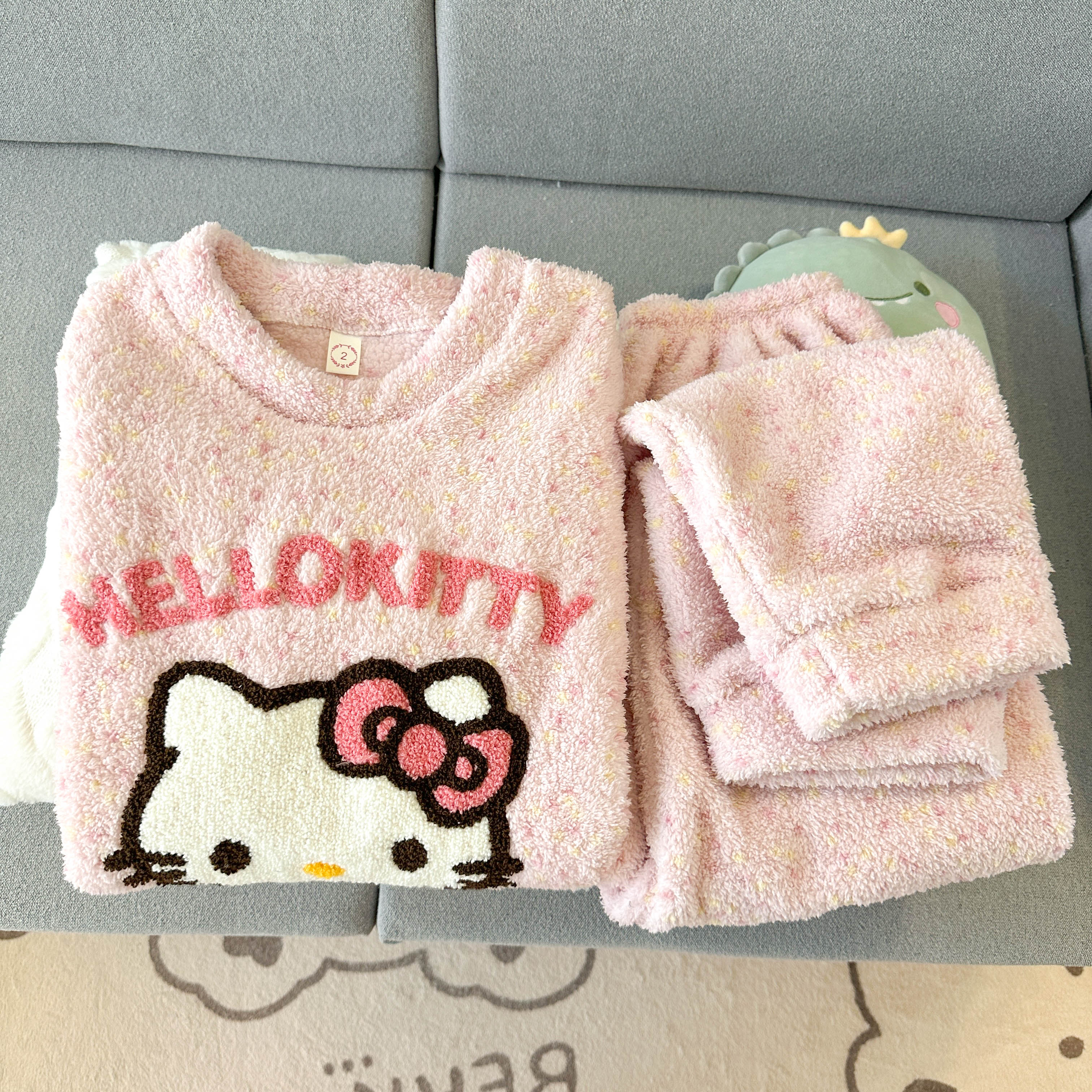 半边绒睡衣女款秋冬季2025可外穿hellokitty冬天加厚绒家居服套装