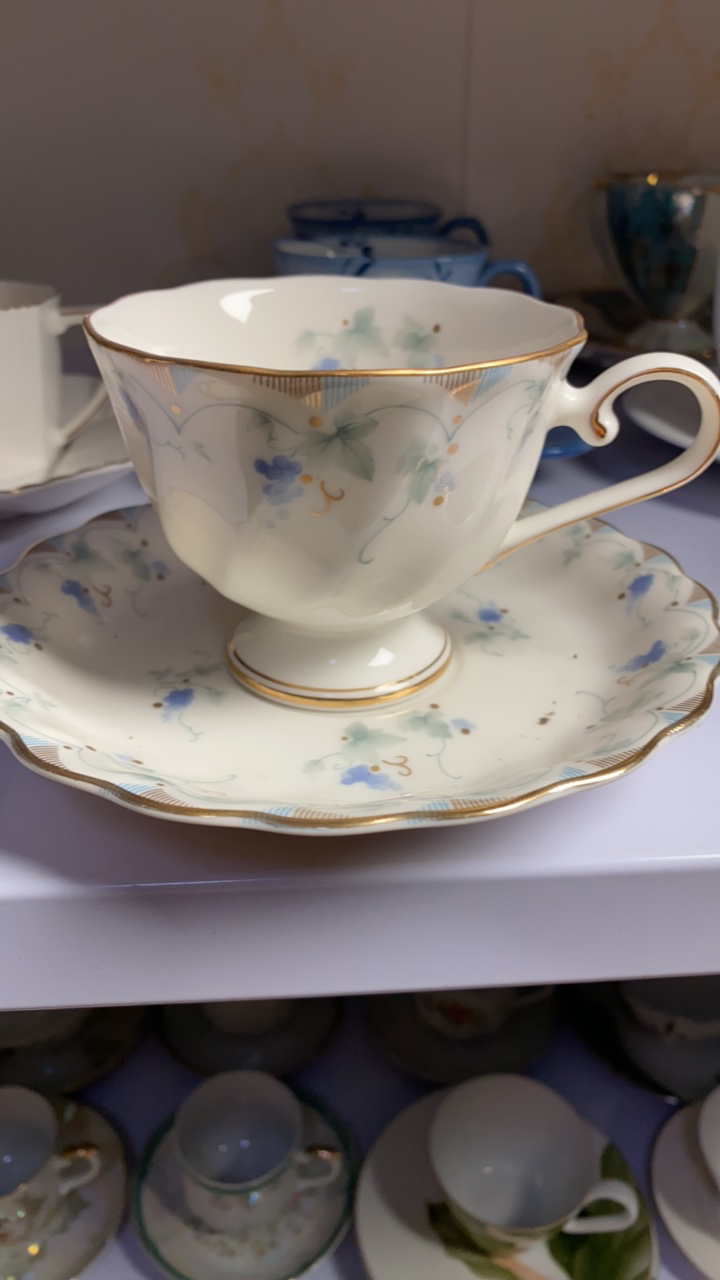 中古豪雅高足骨瓷咖啡杯套装，中古商品，默认微瑕