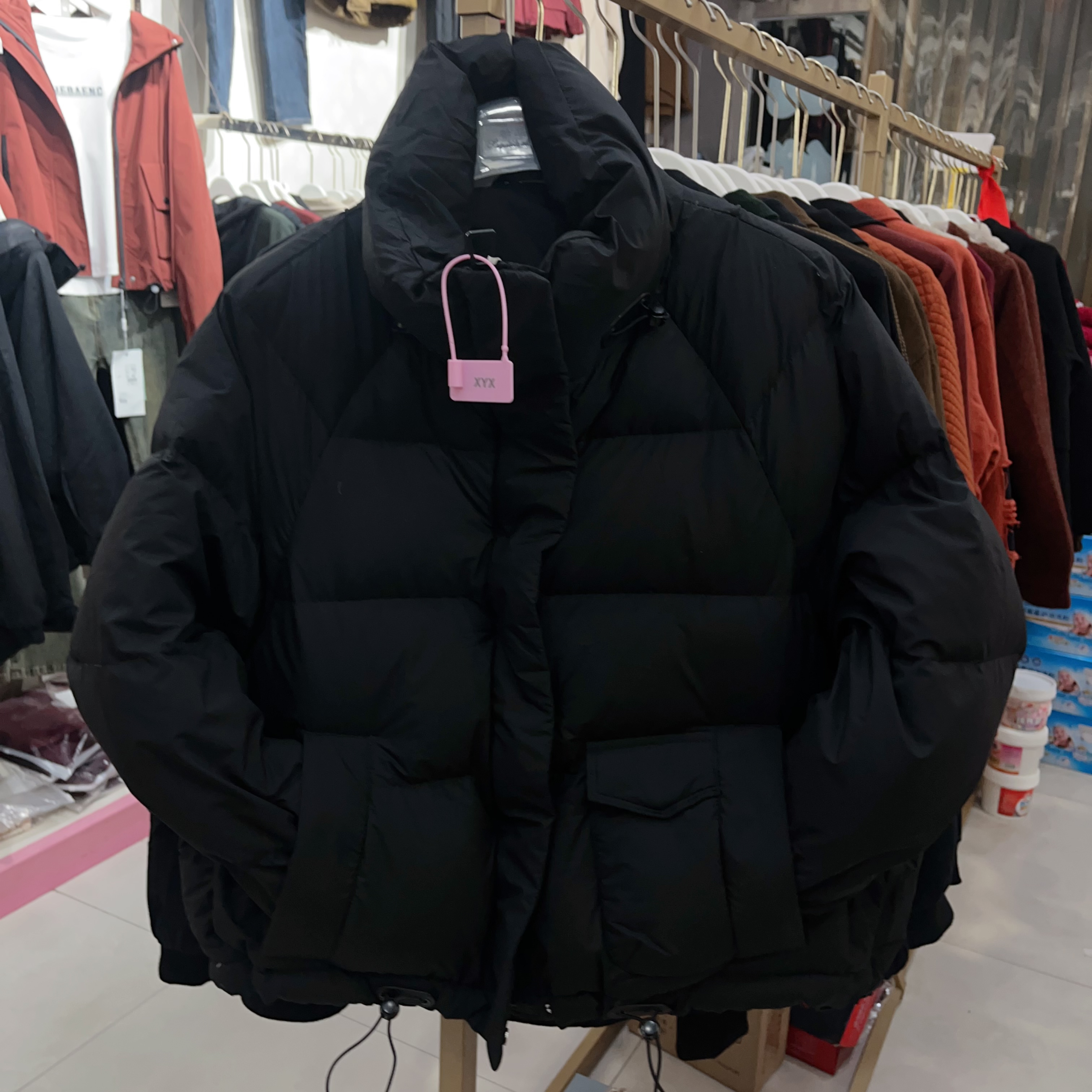 199新款短款同款黑色羽绒服冬季宽松百搭长款格子显瘦外套女款