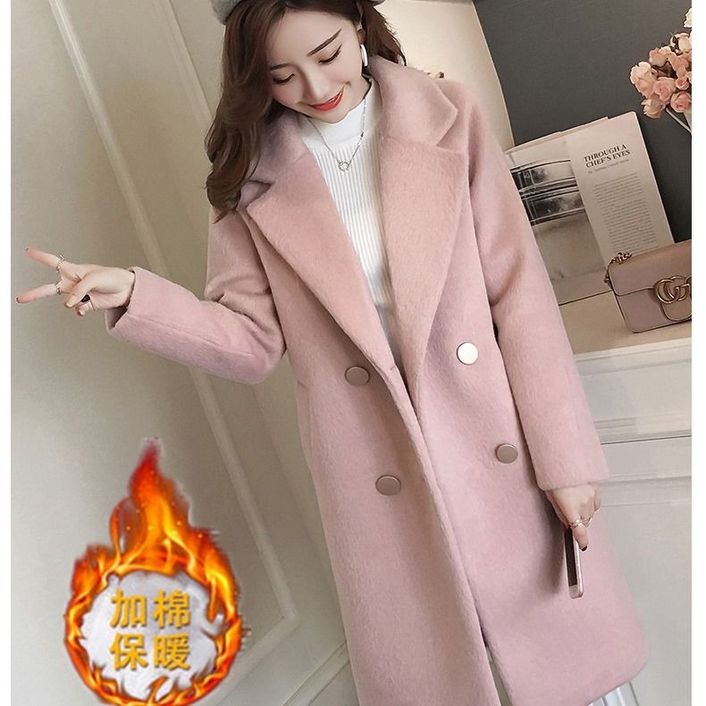 加棉加厚毛呢大衣新款中长宽松时尚百搭呢子外套