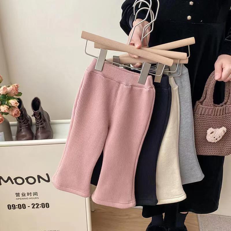 2023女童加绒加厚秋冬儿童洋气百搭外穿长裤宝宝冬装保暖喇叭裤子