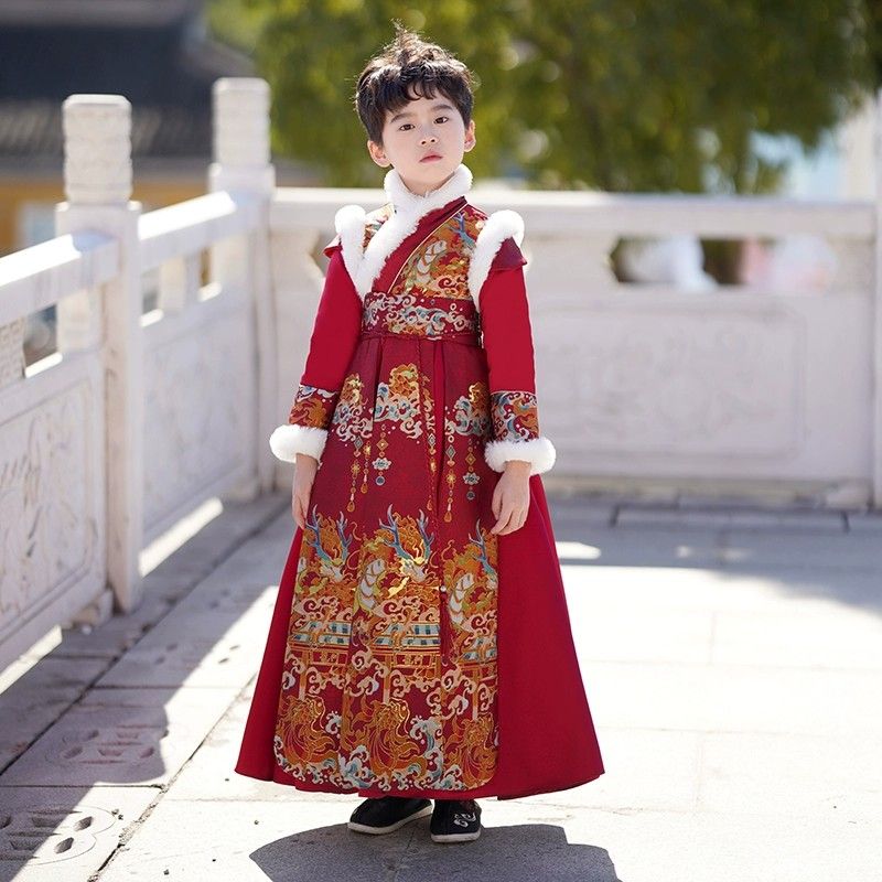 男童拜年服新款儿童汉服过年唐装新年古装周岁小男孩冬季龙年宝宝