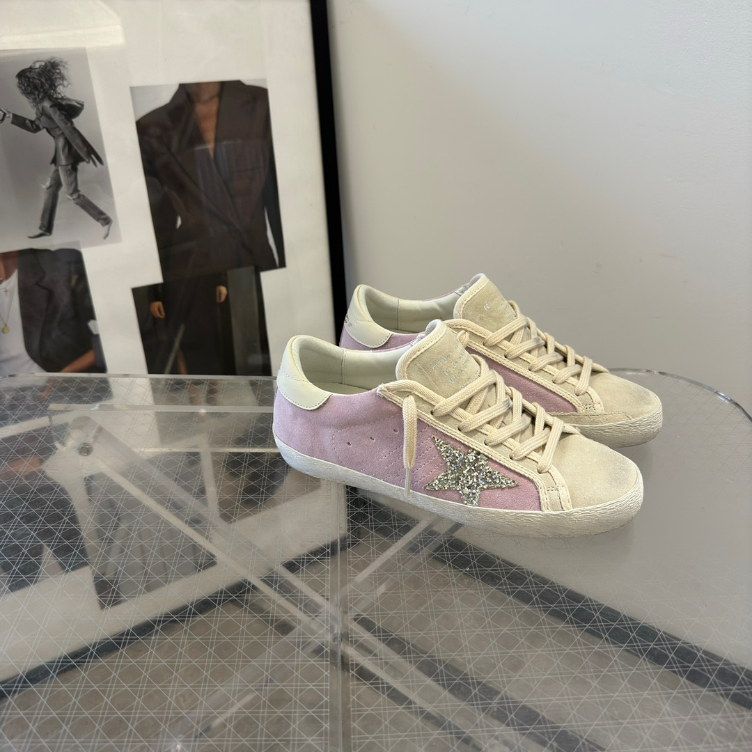 新款2024鼎版樱花粉紫金银亮片星星小脏鞋女内增高休闲板鞋