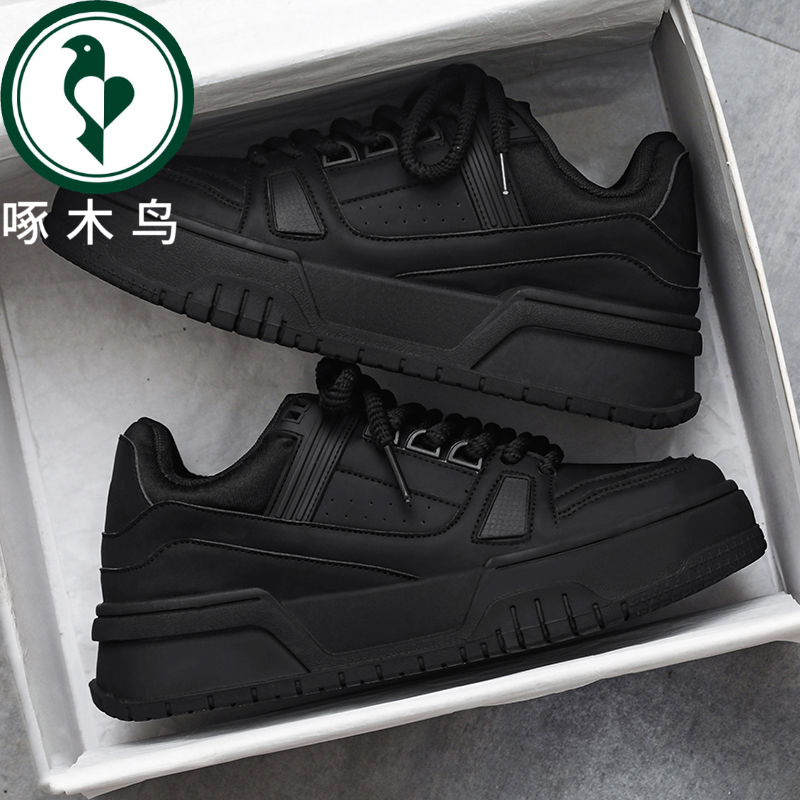 【正品】啄木鸟男鞋秋冬小众设计百搭休闲板鞋青少年运动厚底潮鞋