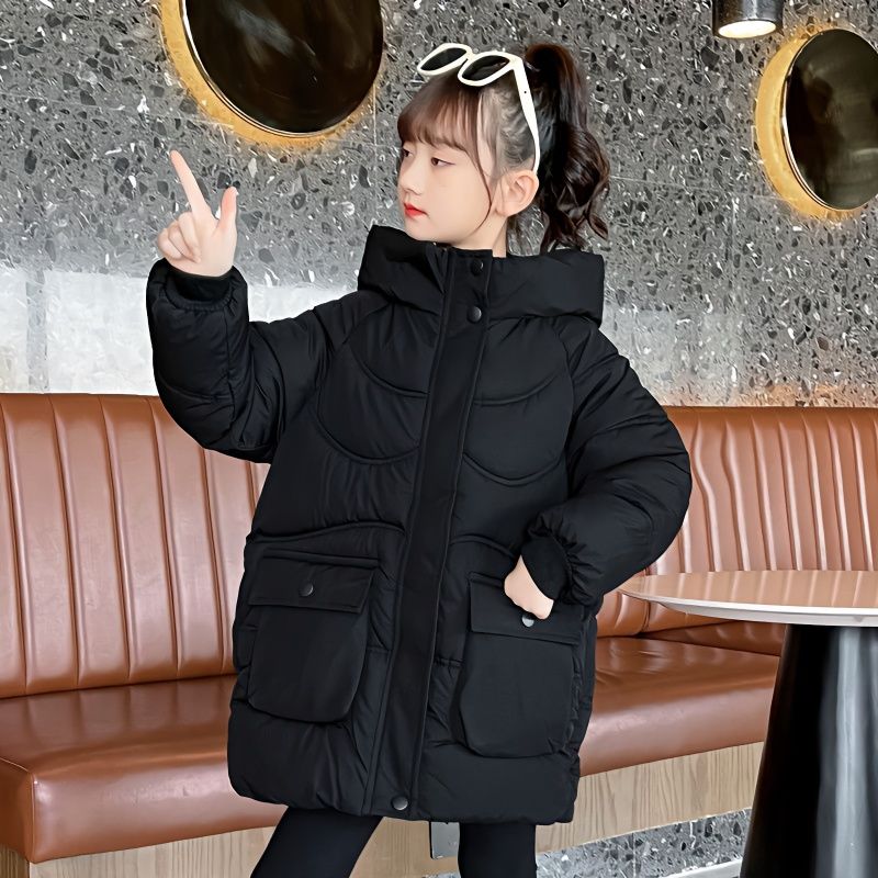 女童棉服胖新保暖棉衣宝宝中长款棉袄中大童加厚冬装外套宽松韩版