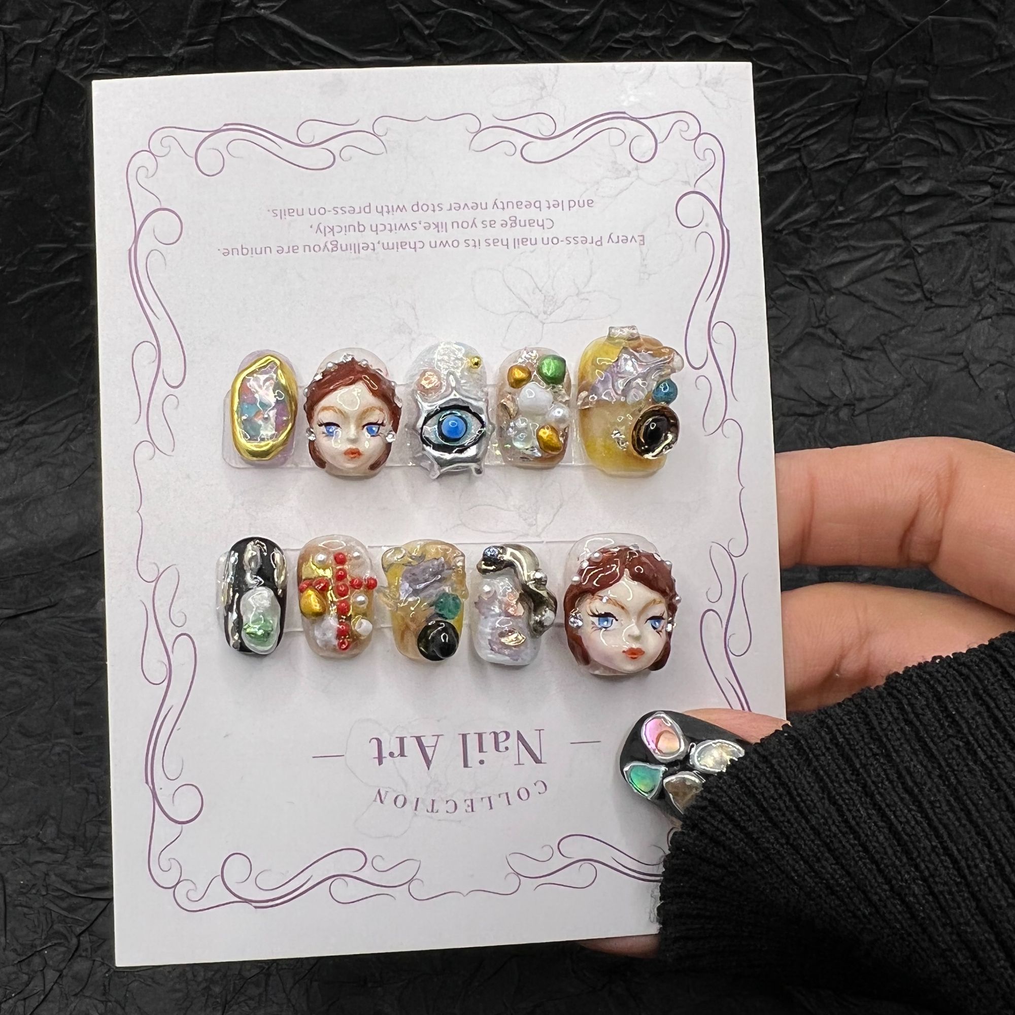 安夏 粉颜 直角方 纯手工穿戴甲10片