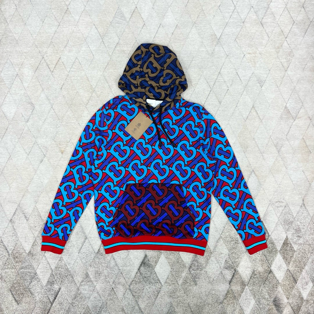 全新未使用 BURBERRY/博柏利 131037 TB满LOGO连帽卫衣