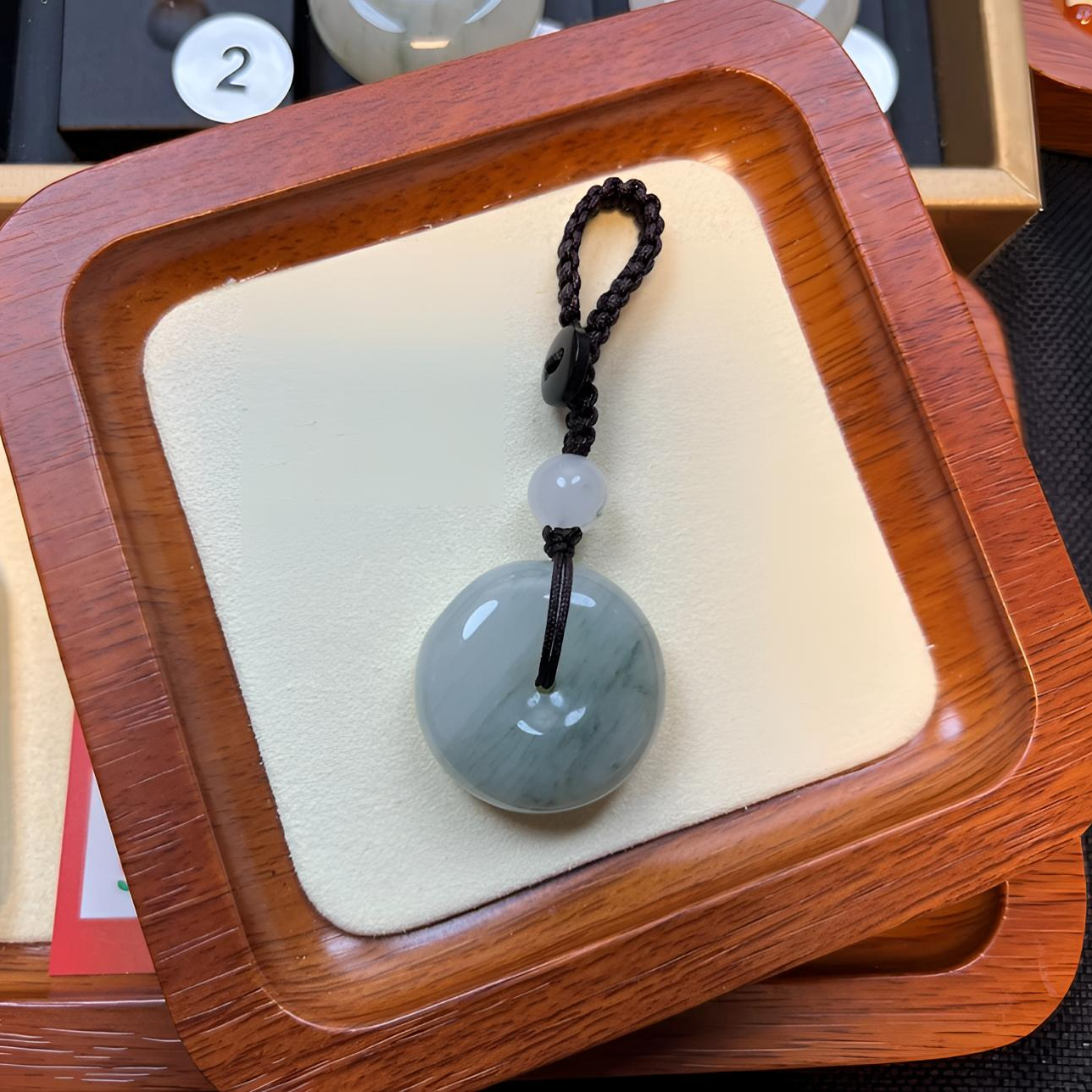 (26mm)钥匙扣天然天山翠平安扣高冰高透天然翠色钥匙扣