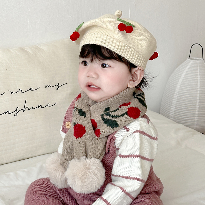 婴儿帽子秋冬天款女孩宝宝针织贝雷帽冬季婴幼儿小女童毛线帽围巾