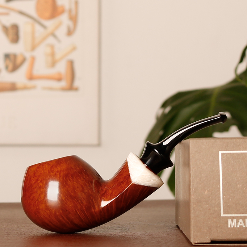 日本 Tsuge 柘植 猫眼系列 亮面小河豚 石楠木 烟斗