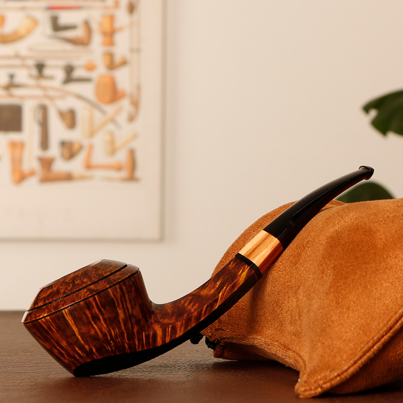 卢泳工作室杰弗森 底部喷砂双腰线牛头 新手斗 石楠木 烟斗