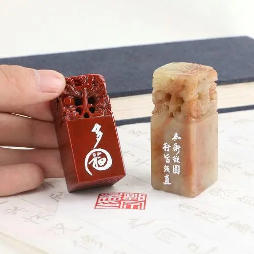 青田石篆刻素章钮章套章，尺寸1-1-5