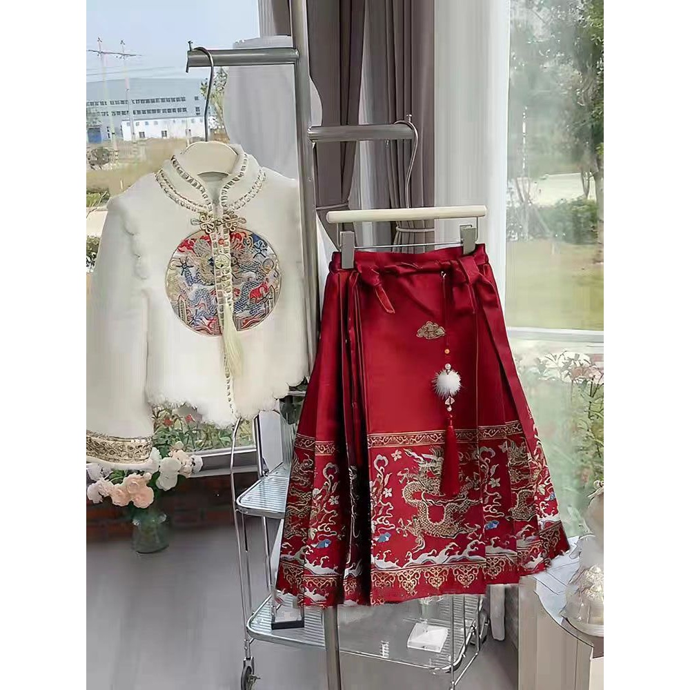 【小扬哥推荐】马面裙女童套装龙凤呈祥汉服2023新款冬季中国风秋