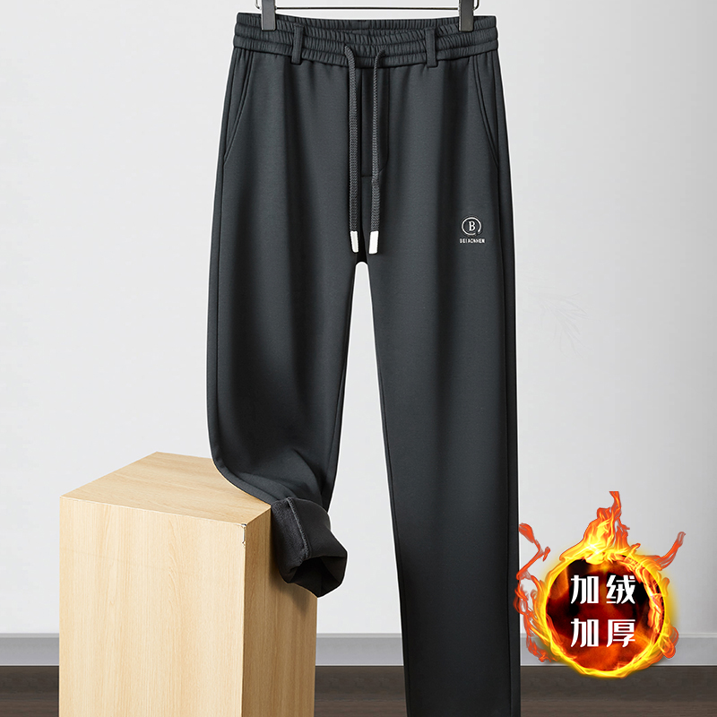 秋冬裤子男款秋冬款男士加绒裤子休闲裤运动直筒宽松加绒加厚长裤