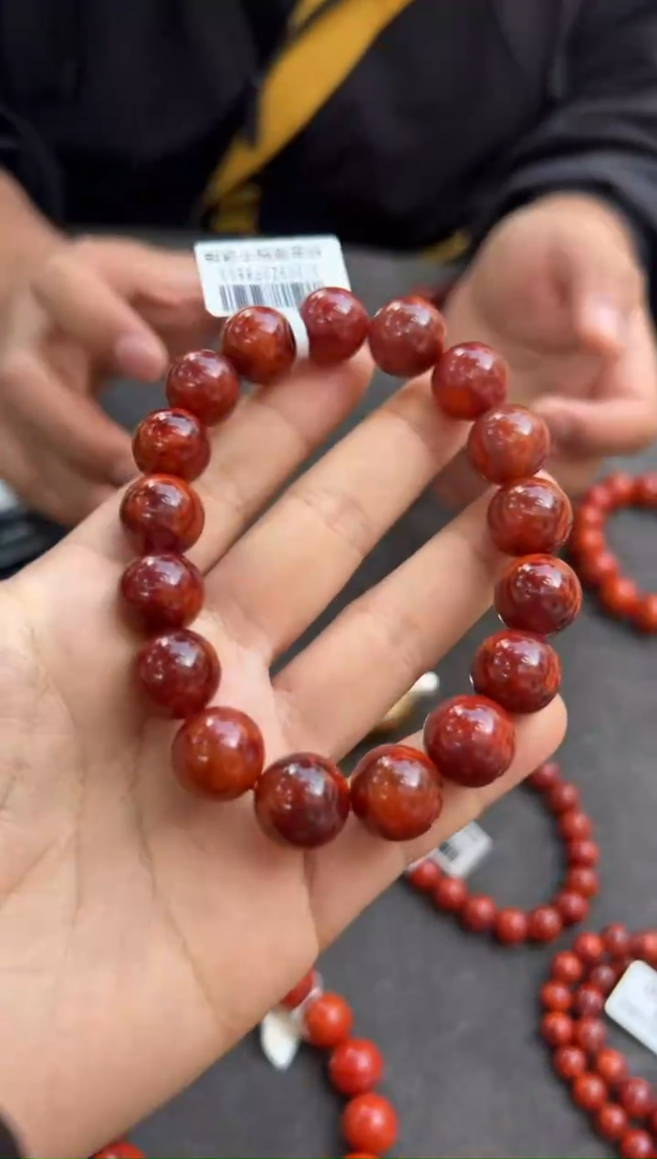 【闪购商品】南红玛瑙手链未镶嵌原矿无优化瓦西玫红12mm单圈