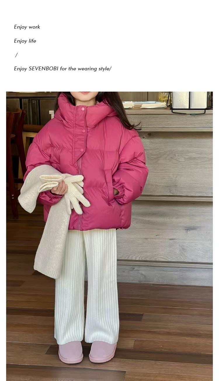 2024冬季新款儿童羽绒服连帽加厚保暖羽绒服美拉德中大童羽绒外套
