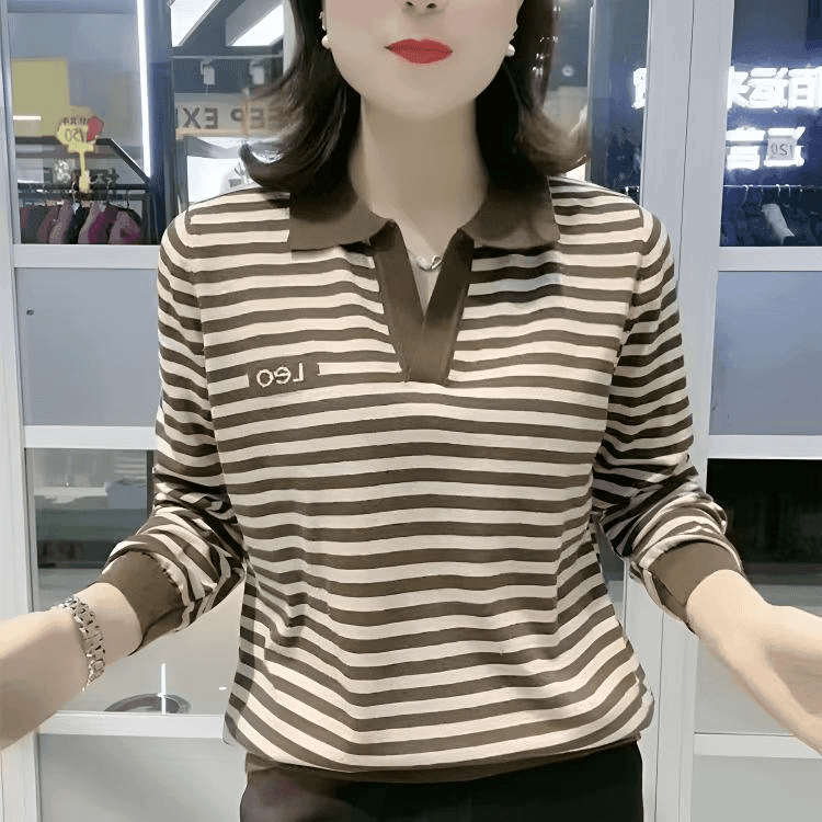 POLO衫长袖T恤女宽松大码妈妈装春季2024新款体恤显瘦上衣打底衫