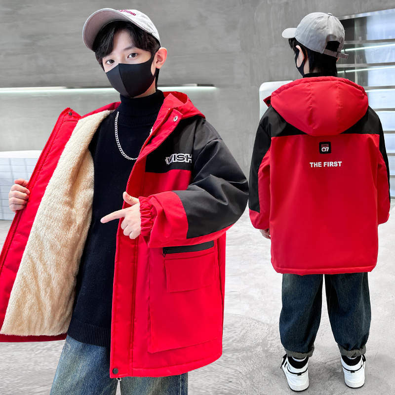 男童冬装棉服派克服加厚棉衣2023新款儿童时髦男孩炸街棉袄外套潮