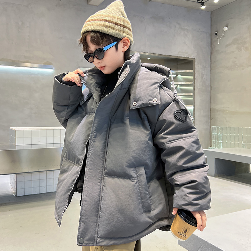 男童羽绒服2023新款男孩冬装大童加厚白鸭绒儿童装潮牌面包服外套