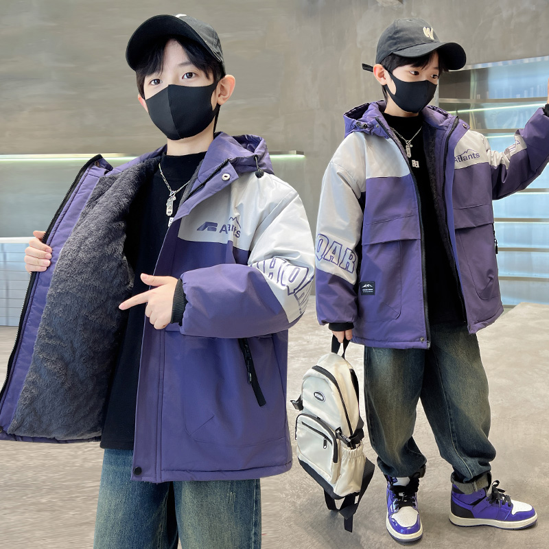 男童棉服外套冬装2023新款洋气儿童帅气派克服中大童冬季加厚棉衣