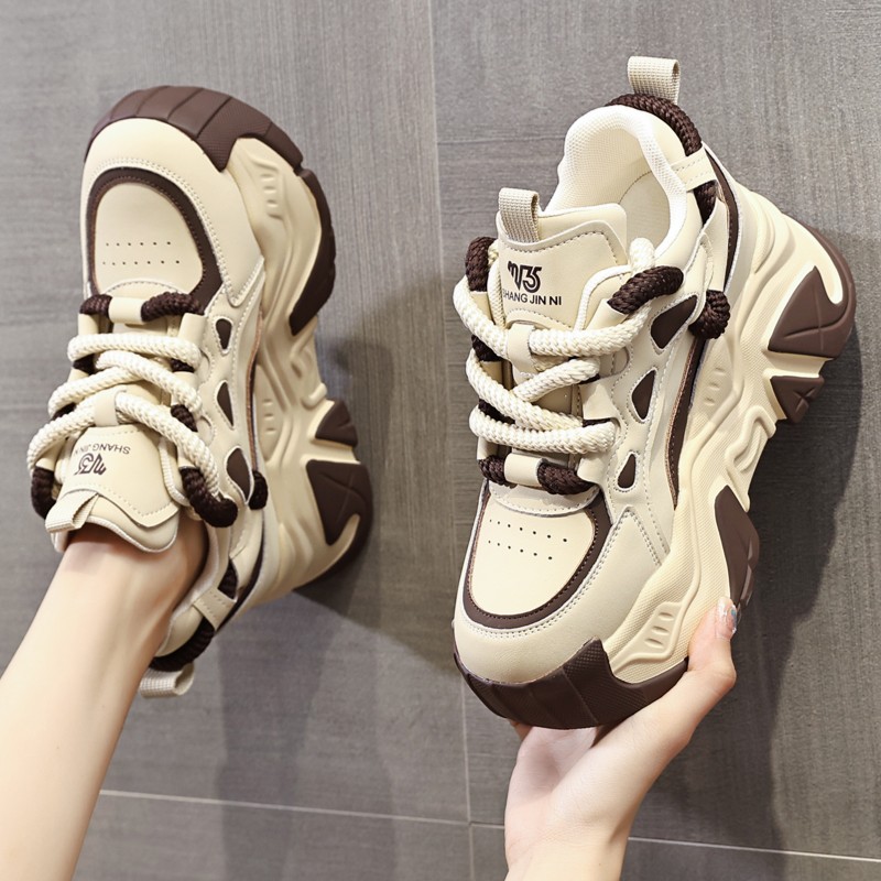 潮酷时尚内增高厚底运动鞋2023秋季新款百搭老爹鞋春季韩版低帮