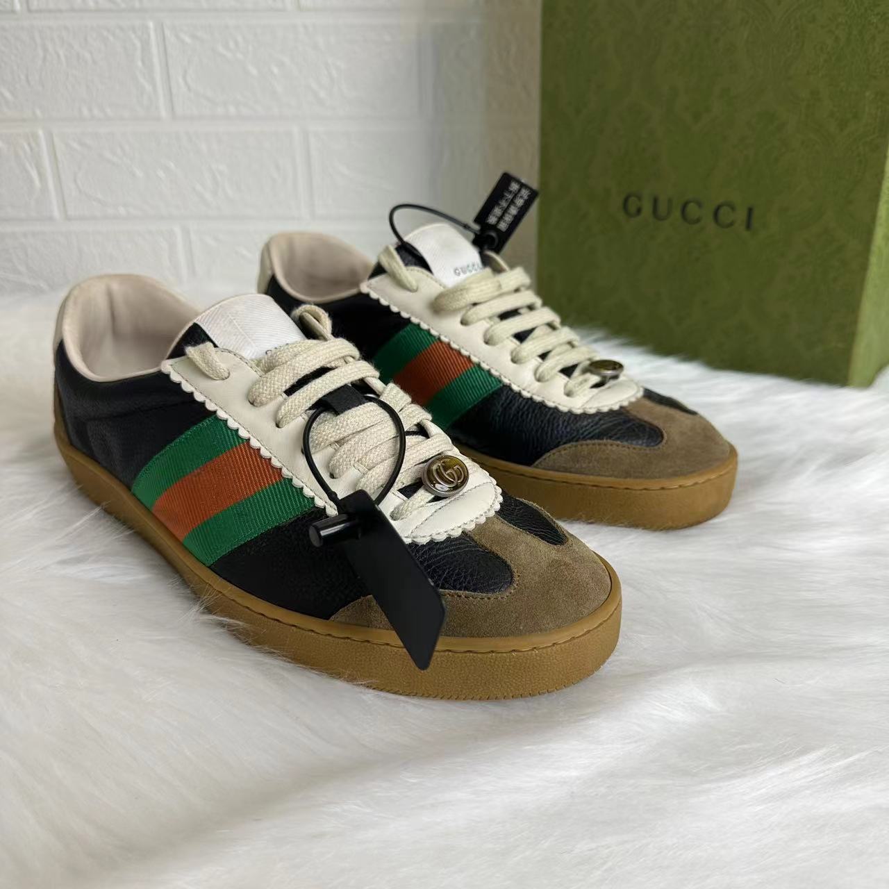 【95新】Gucci黑棕德训板鞋 40 41欧码