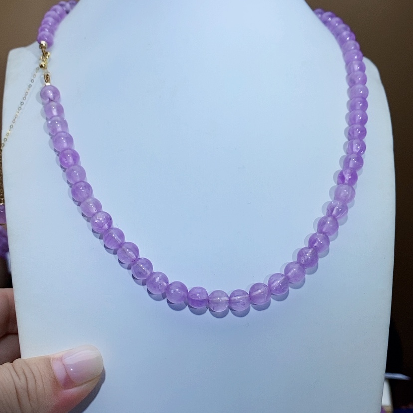 【闪购商品】锂辉石紫锂辉高冰收藏级项链7mm未镶嵌