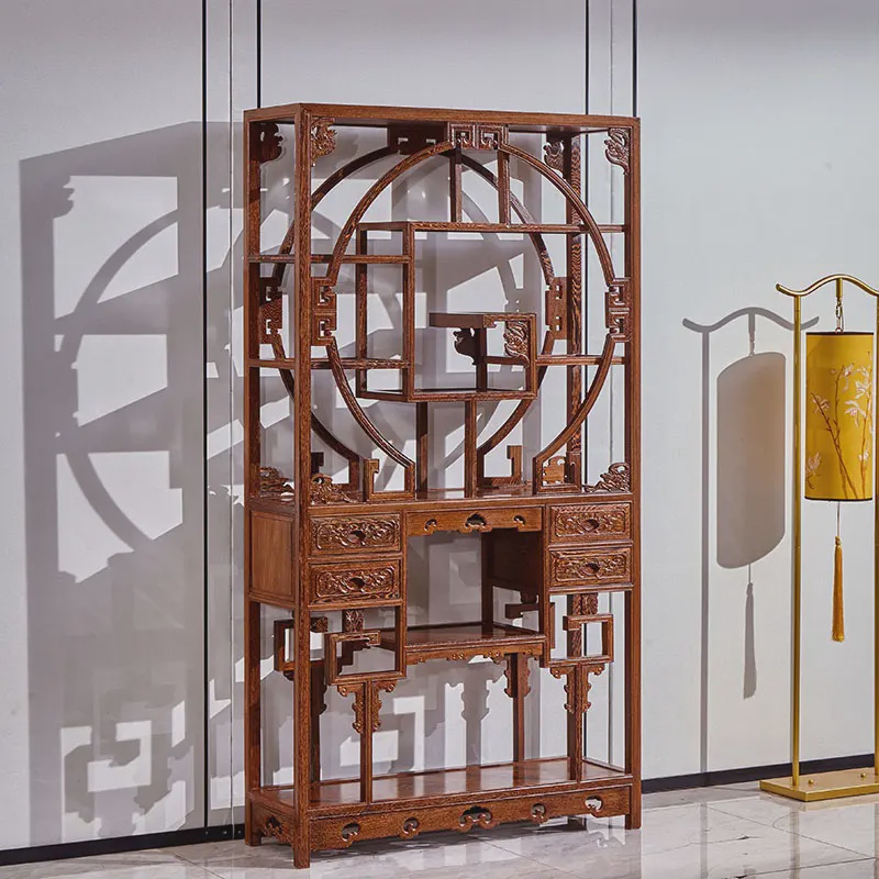 实木鸡翅木五福博古架复古中式多宝阁多层