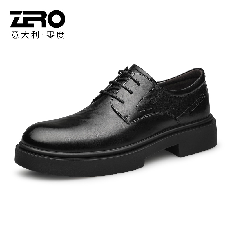 零度官方正品男鞋商务休闲真皮皮鞋时尚正装鞋子系带婚鞋男B33007