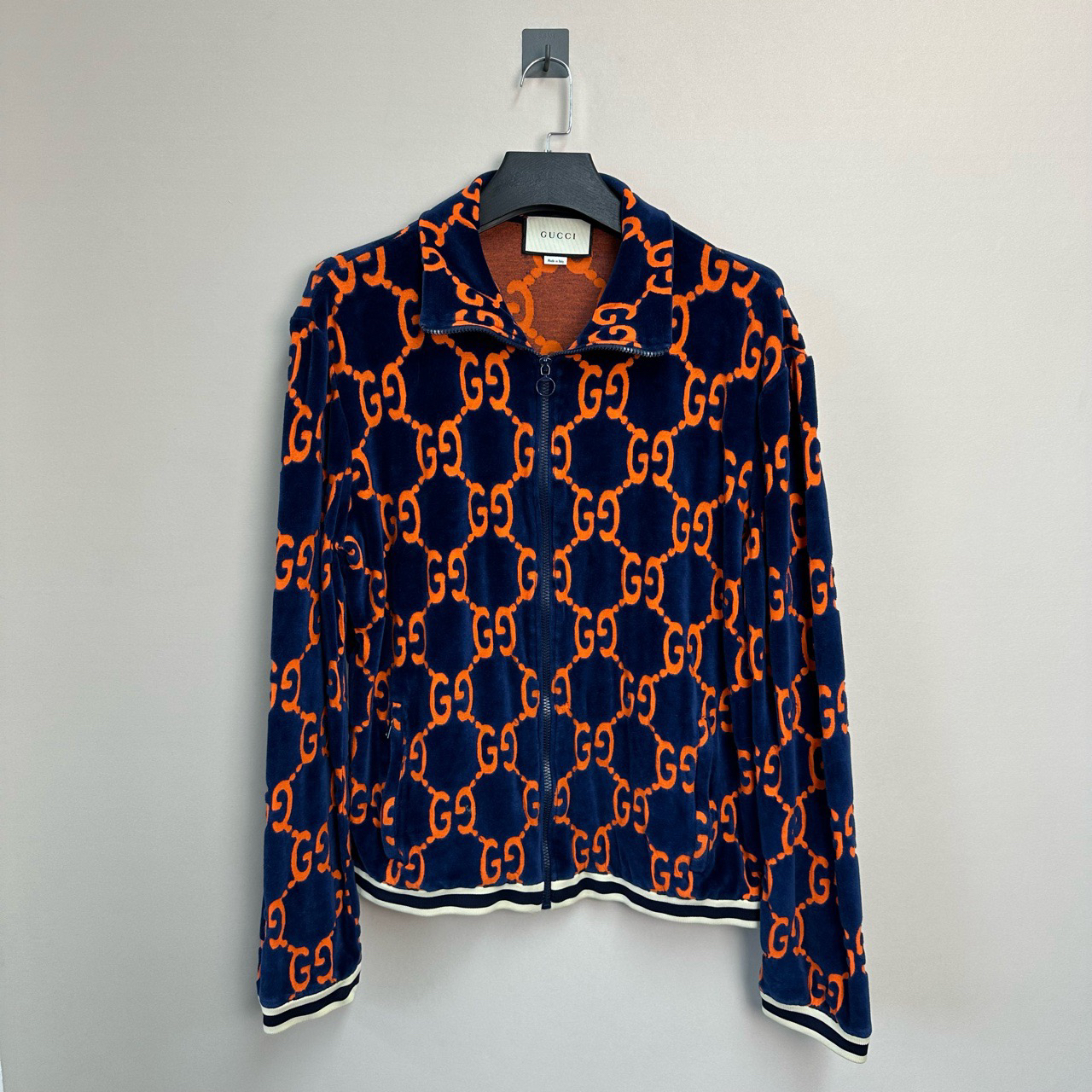 Gucci/古驰丝绒满印双G拉链夹克/XXL码/98新