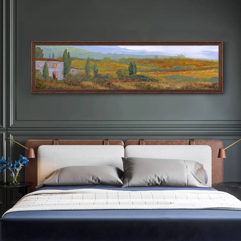 《乡村景色》卧室装饰画床头挂画温馨油画美式客厅简美壁画简约墙画