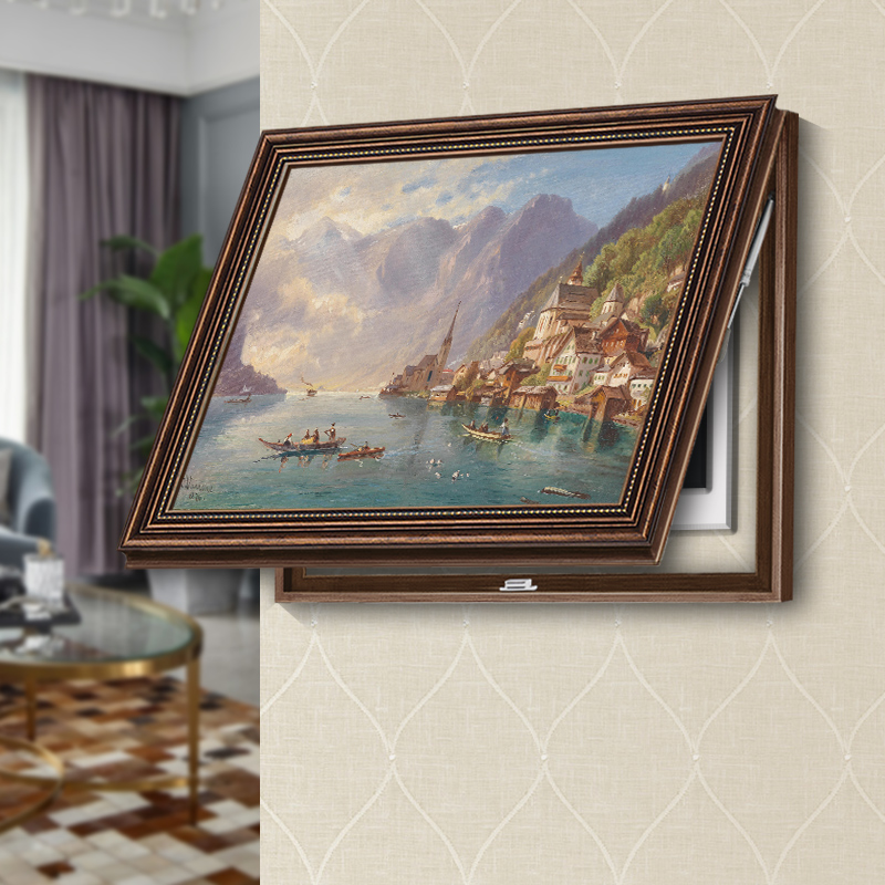 《风景电表箱》2025免打孔装饰画美式遮挡配电盒配电箱客厅复古挂画