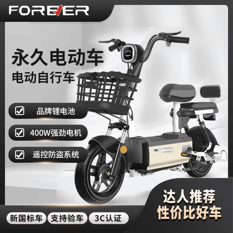 上海永久电动车自行车新国标可上牌锂电电瓶车电单车48V PG