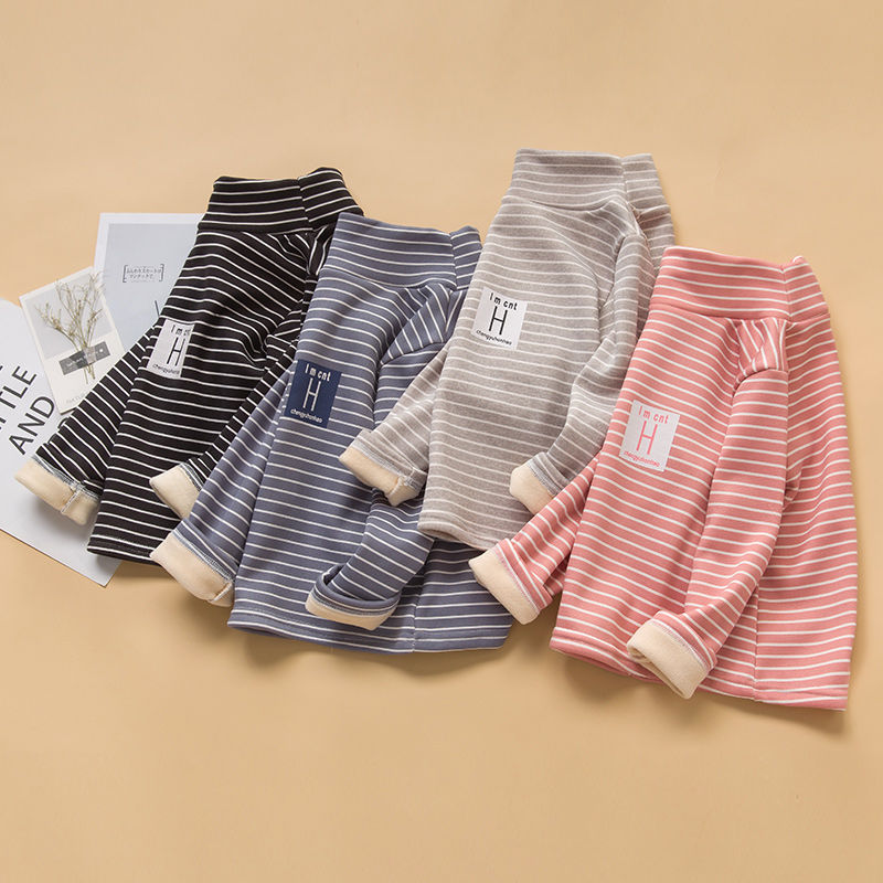 【特价清仓】儿童宝宝秋冬上衣男童女童加绒加厚高领长袖T恤衫小童