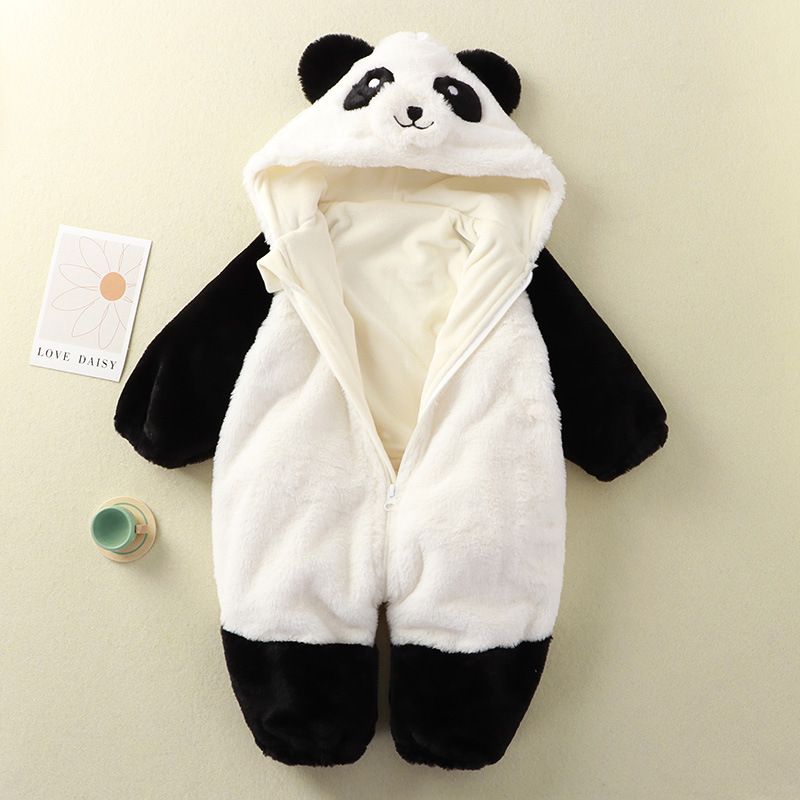 【小扬哥推荐】婴儿双层宝宝冬季保暖连帽爬服新生儿毛绒家居睡衣