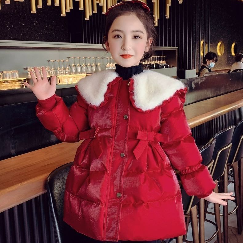【特价清仓】儿童冬装棉服中长款加厚外套2024年小女孩洋气保暖棉