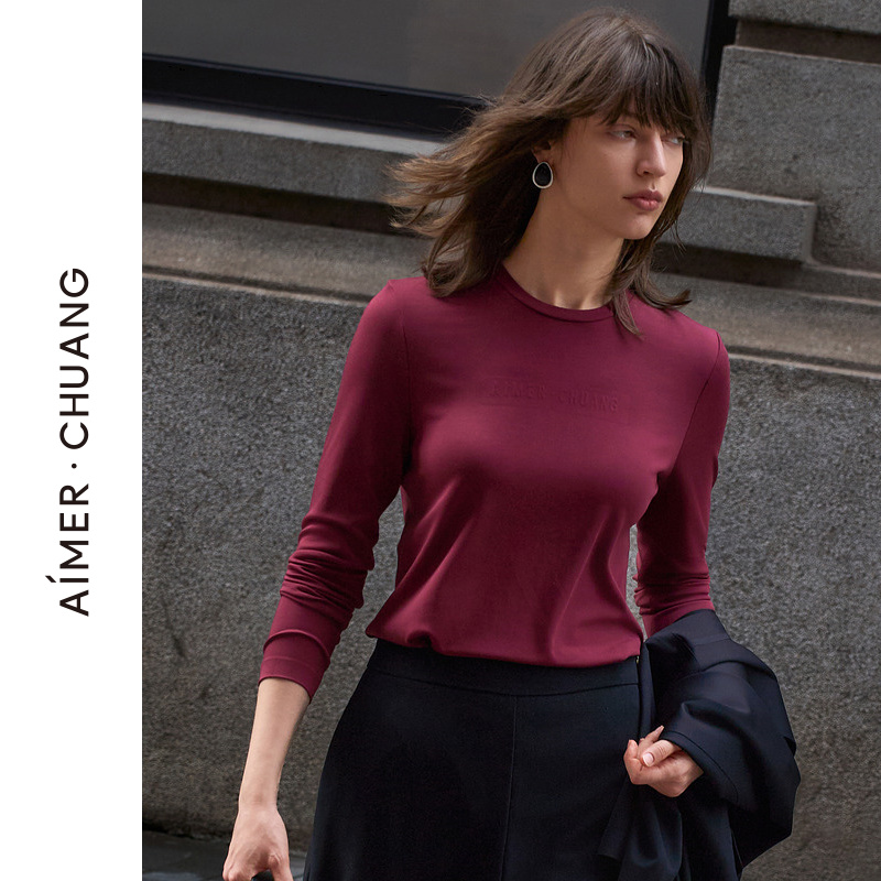 AIMER CHUANG细斟4系列秋冬圆领长袖保暖上衣CA72156