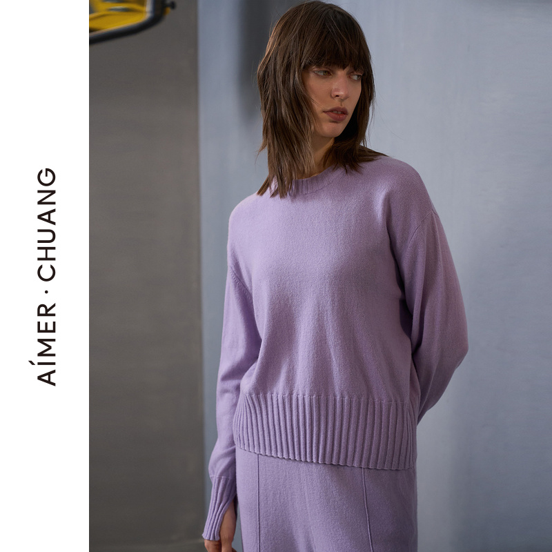 AIMER CHUANG馈然4系列羊绒混纺秋冬保暖长袖圆领衫CA811552
