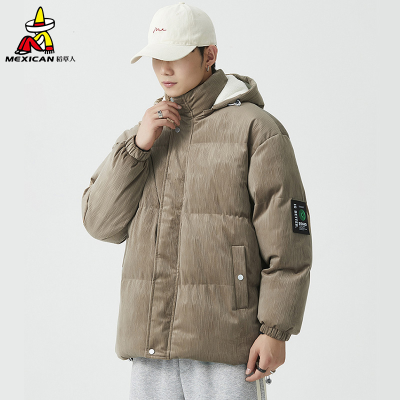 Mexican/稻草人外套男冬季加厚保暖棉衣日系复古麂皮绒面包服棉服