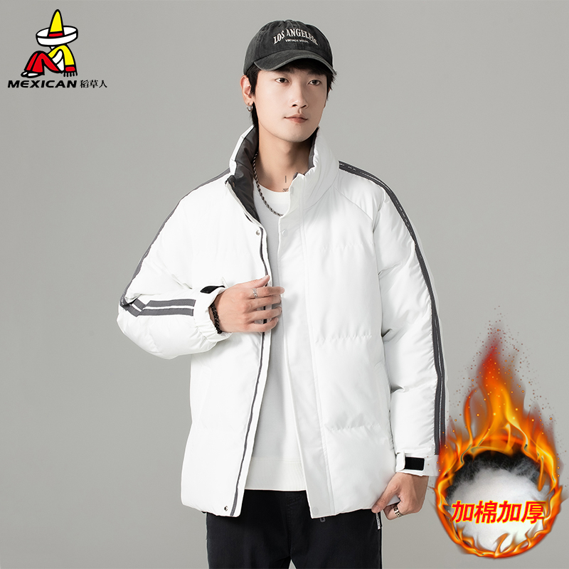 Mexican/稻草人港风立领棉服情侣款加厚保暖冬季棉衣潮牌大码外套