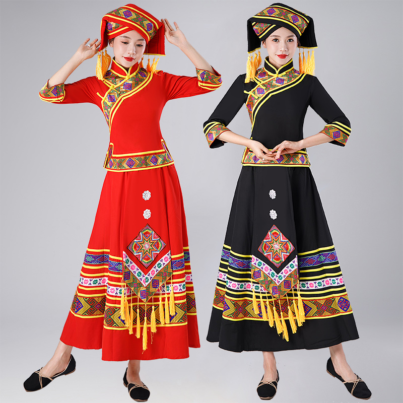 广西壮族服饰民族服装少数民族服装女装壮族民族服装女长款演出服