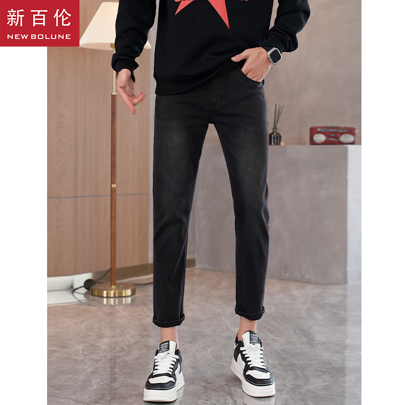 新百伦牛仔裤男款钻石灰2025新款修身弹力男士宽松百搭小直筒